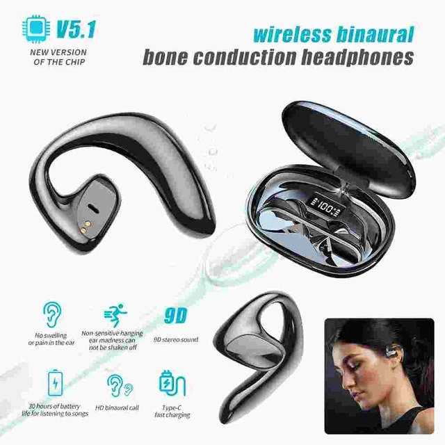 Bone Conduction Headphones Bluetooth 5.1 Wireless Earbuds Outdoor Sport Headset