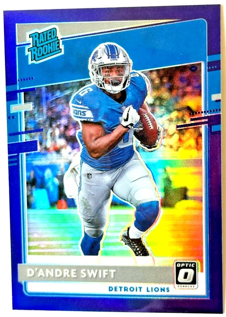 RC PURPLE PRIZM #/50* 2020 Optic Dandre Swift Detroit Lions Rookie Football Card