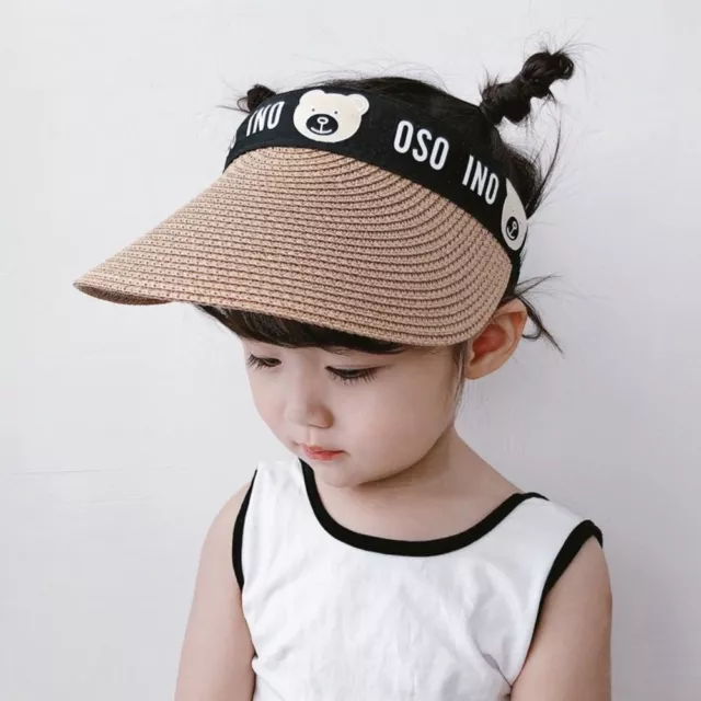 STRAW BRAID CHILDREN Baseball Cap Sunscreen Visor Hat Ponytail Hat ...