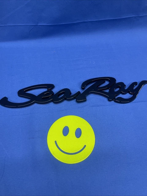 1x Chrome Sea Ray Searay SCRIPT Emblem Badge Boat Logo NEW & GENUINE Nameplate | UK