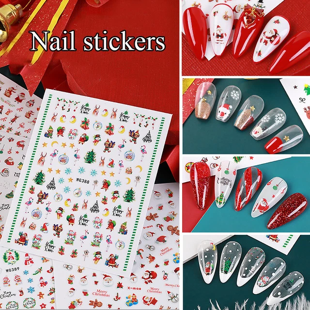 DIY Noël Stickers Ongles Flocon de Neige Modèles Dessin Animé Art Santa Cla ,