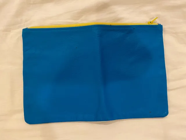 American Apparel Womens Blue Leather Clutch One Size