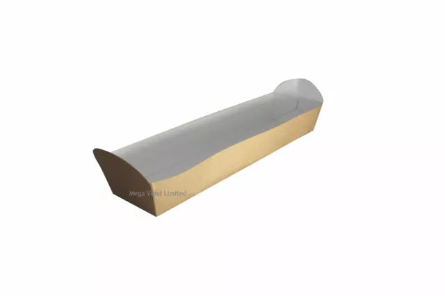 Kraft Buff Disposable Takeaway Cardboard Baguette/Jumbo Hot Dog Tray Packaging