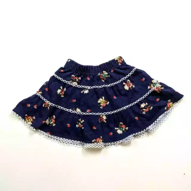 Vintage Skirt Girls Size 2T Bear Printed Navy Twirly
