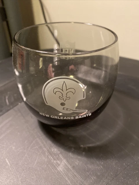 Vintage Roly poly grey smoky New Orleans Saints whisky glass