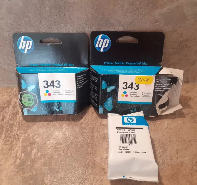 Genuine HP 343 Original Ink Cartridge Tri-color Duo Sealed C8766EE Expired