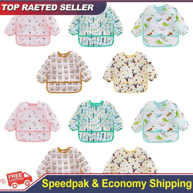 Waterproof Long Sleeve Feeding Apron Children One Piece Eating Clothes Toddler