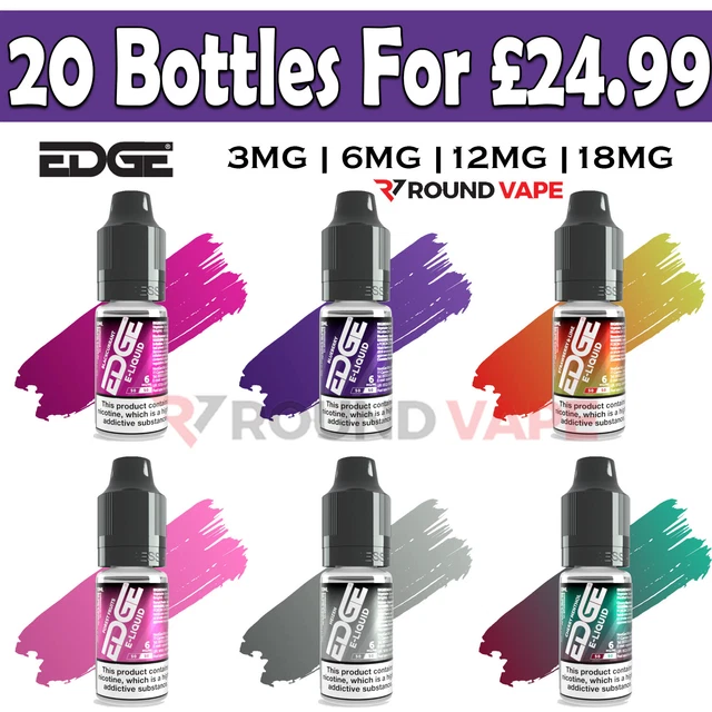 Edge E-liquid 50/50 Vape Juice 10ml Pack Of 20 Bottles  Pod Kit E Liquid