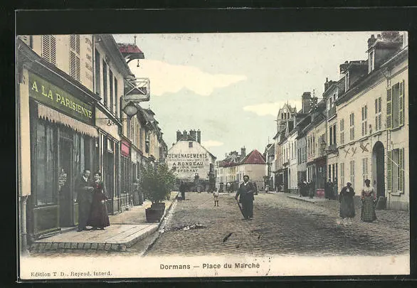 CPA Dormans, Place du Marche 1907