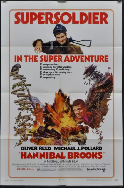 Hannibal Brooks 1969 ORIGINAL 27X41 MOVIE POSTER OLIVER REED JOHN ALDERTON