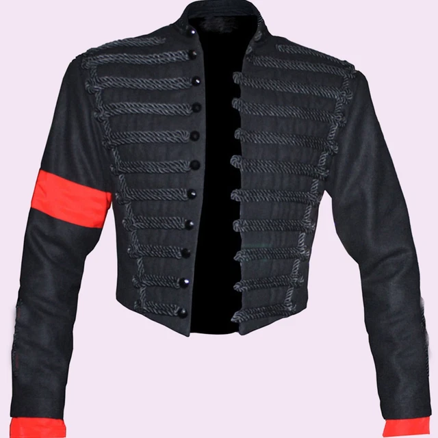 New Michael Jackson MTV Award Black Wool Braiding hussar Jacket Expedited Ship