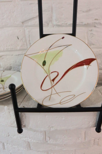 Pier 1 Imports Martini Glass Salad Appetizer Plates Porcelain Set of 4