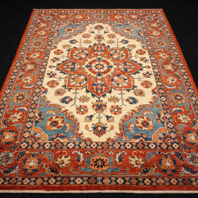 Oriente Alfombra Heriz 252 X 191CM Serapi Beige Persa Anudada a Mano