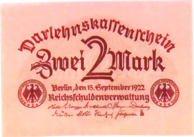 1922 Germany Weimar Republic 2 Mark Banknote UNCIRCULATED