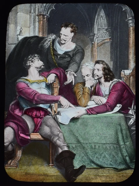 REBEL LORDS OF SHREWSBURY C1890 ANTIQUE Magic Lantern Slide ENGLISH HISTORY