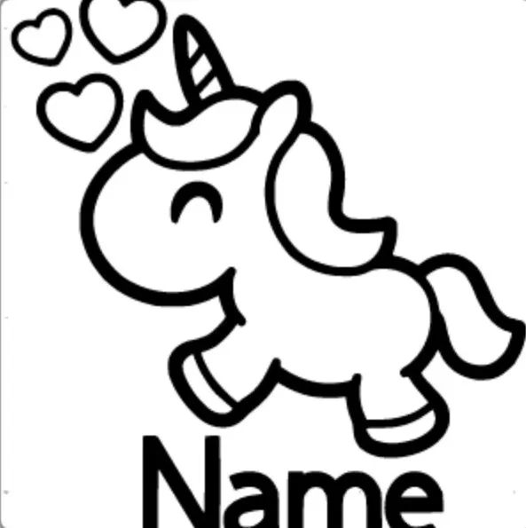 Custom Name Unicorn & Hearts Sticker Decal☆20 Different Colors To Choose From☆