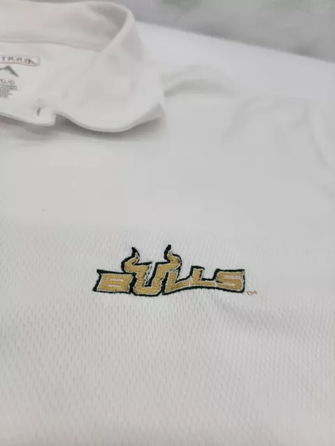 South Florida Bulls Polo Shirt Men's LG Golf Football Antigua White w/ Embroider 3