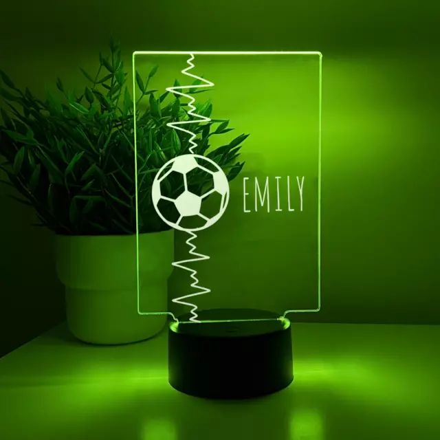 Personalized LED Night Light Up Desk Lamp Stand SPORTS Soccer Ball Player Gift