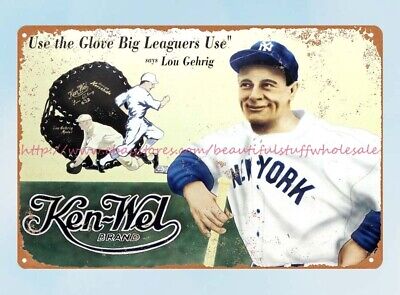 Ken-Wel baseball glove big leaguers use Lou Gehrig tin sign house bedroom design
