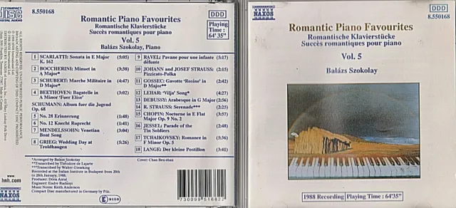 Cd - Romantic Piano Favourites Vol 5 - Balazs Szokolay