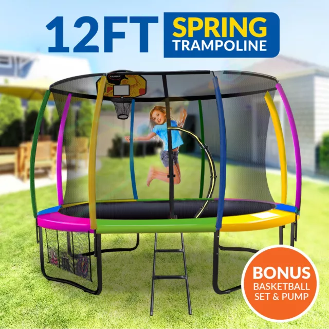 12ft Trampoline Free Ladder Spring Net Safety Pad Cover Round Basketball Set