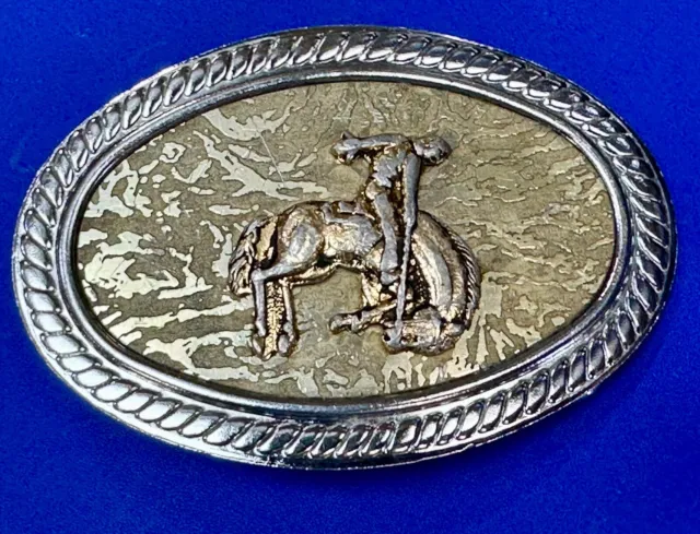 Vintage Cowboy Saddle Bronc western belt buckle  - made in Japan