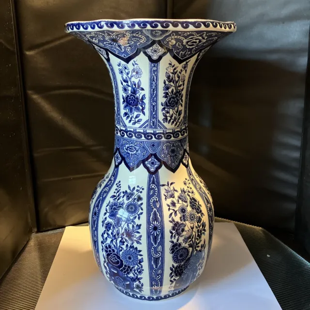 Delft Vase By Boch For Royal Sphinx Holland 12" Tall Vintage Belgium Signed