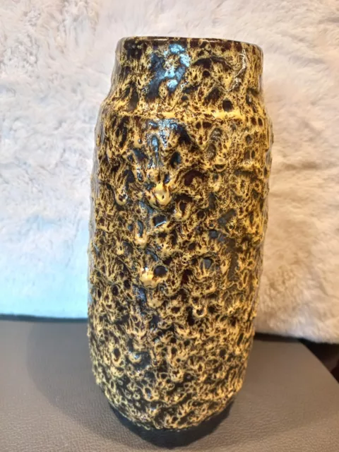 Vase Keramik Fat Lava gelb schwarz 70er vintage