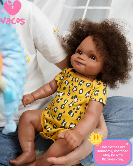 Vacos Reborn Baby Dolls Black with Lifelike Soft Body African American Girl Doll