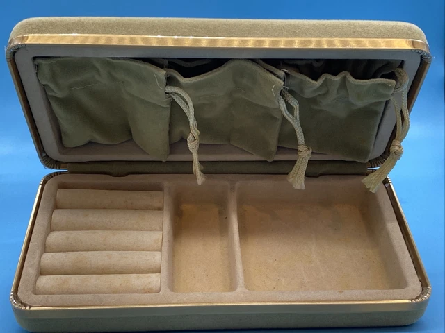Velveteen Jewelry Case Golden/Mustard Rings, Square & Rectangle + 3 Pouches VTG