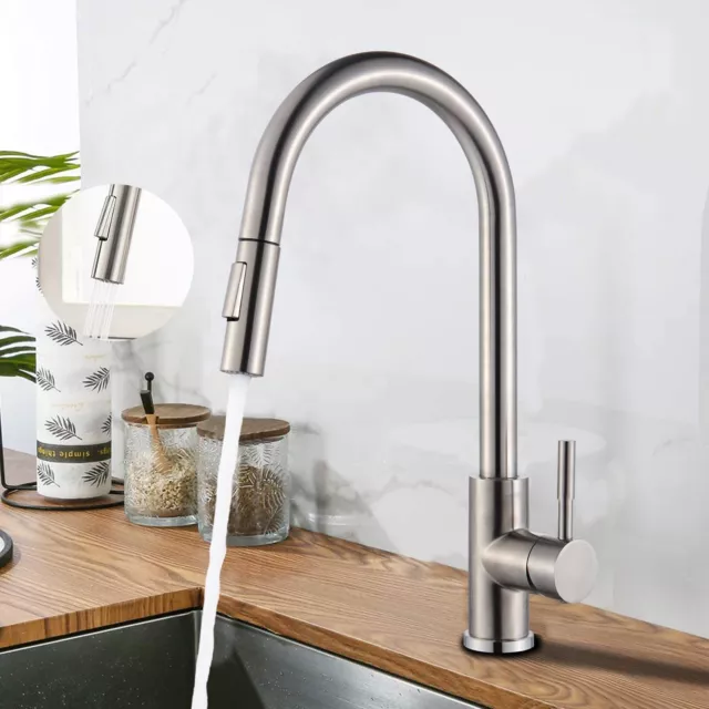 Modern Kitchen Mixer Taps Pull out Spray Head 360° Mono Single Lever Sink Faucet