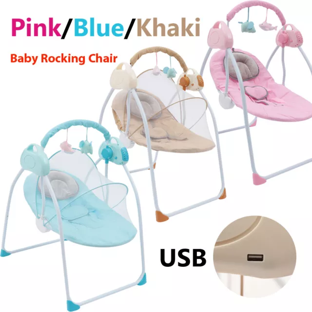 Portable Electric Rocker Baby Swing Infant Cradle Bouncer Seat Sway Chair&Music