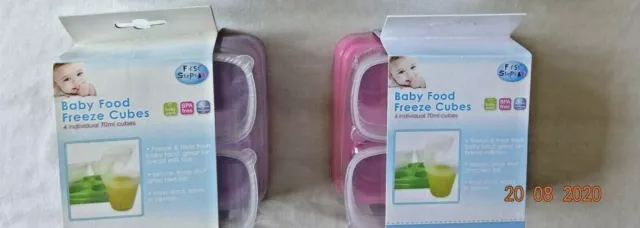 Baby Weaning 4 Food Pots Freezing Cubes Tray Freezer Snack Containers BPA Free