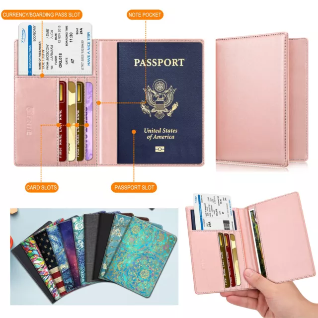 RFID Blocking Passport Holder ID Card Travel Wallet Organizer Cover Case