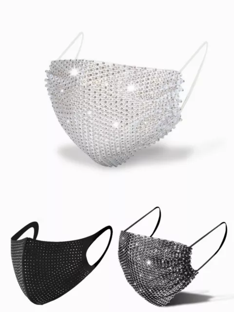 Bling Rhinestone Face Jewelry Mask Women popular mesh flash diamond Reusable