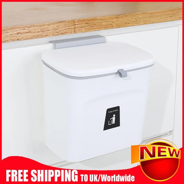 Cestino compost montato a parete con coperchio scorrevole bidone della spazzatura da cucina (7 L bianco)