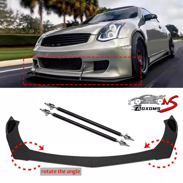 Front Bumper Lip Spoiler Splitter + Strut Rods for Infiniti G35 G37 Sedan 03-13