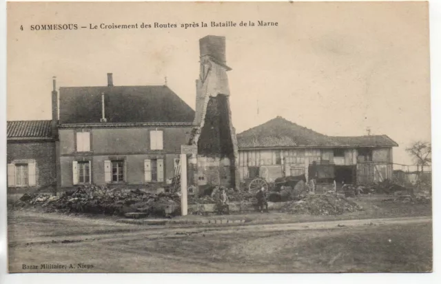 SOMMESOUS - Marne - CPA 51 - croisement des routes apres la bataille de la Marne