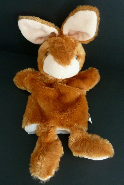 C2. Doudou Peluche Marionnette Toi -Toys Lapin Roux Marron Beige - Etat Neuf *