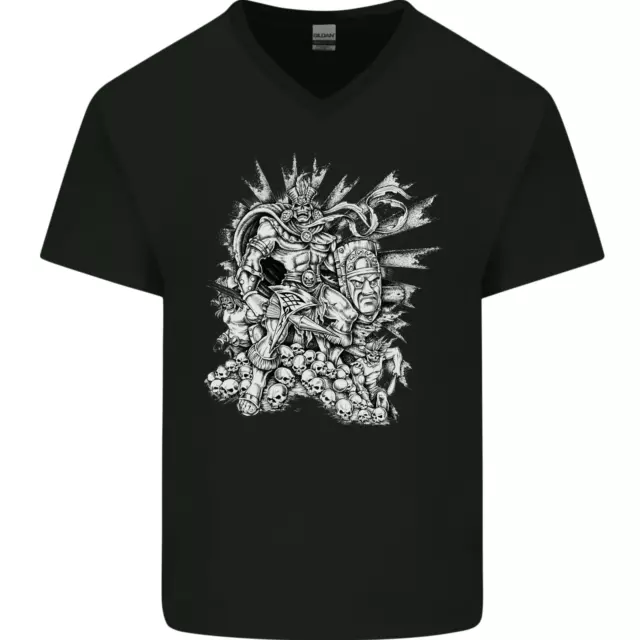 T-shirt da uomo scollo a V cotone Inca Warrior Skull Gym arti marziali MMA Axe