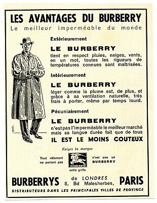 25 x 33 // p498 *** Le BURBERRY _ le meilleur imperméable *** 1936 pub. 