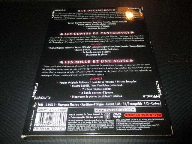 Cof 3 Dvd "Trilogie De La Vie Pasolini : Le Decameron / Les Contes De Canterbury 2