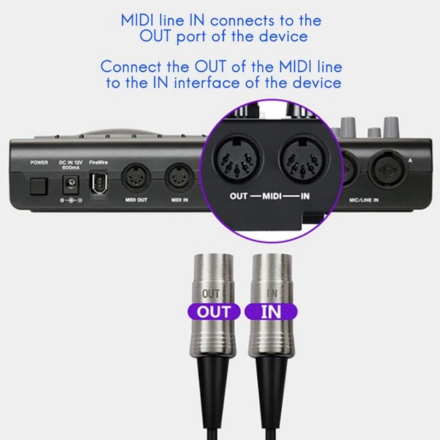 USB IN-OUT MIDI Cable in Out Interface 5 Pin Line Converter PC to Music Key J6V5 2