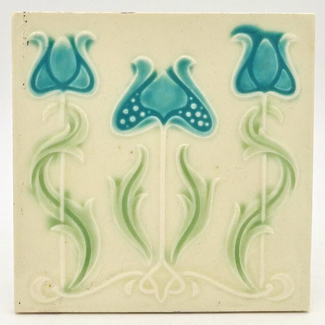 Reclaimed Fireplace Tile Moulded Majolica Lea & Bolton C1915 AE1