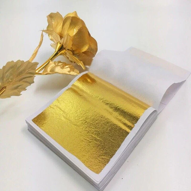100 hojas de hoja de oro comestibles para café/carne/pastel de cumpleaños/decoración