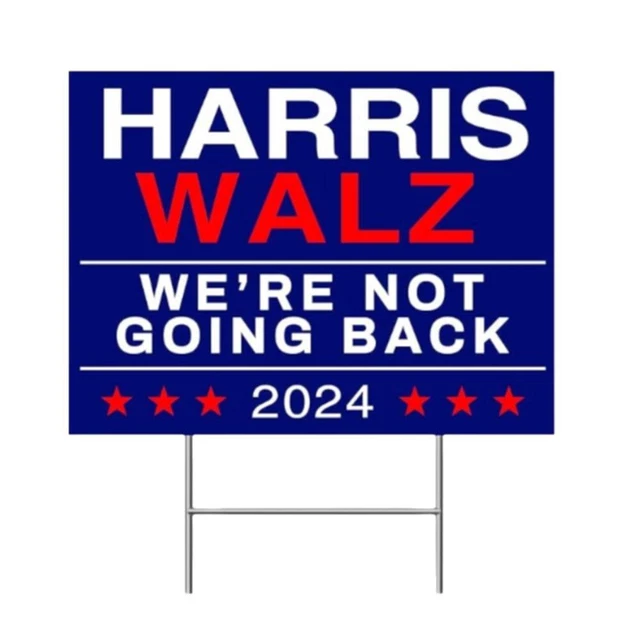 HARRIS WALZ 2024 President Election Yard Sign with Metal H Stake Kamala