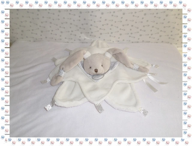 ④ - Doudou  Semi Plat Lapin Céleste Blanc Beige Etoiles Doudou et Compagnie