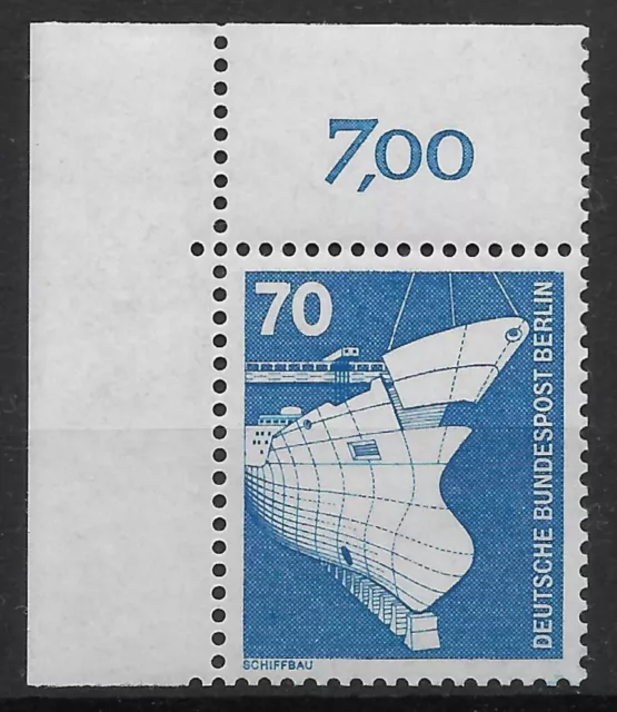 Berlin 1975 ** Mi 500 Industrie Technik I&T 70Pf vom Eckrand oben links 03754B