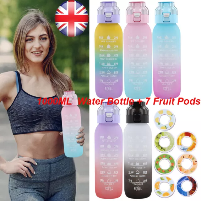 UK 1000Ml Air Water Bottle with 7 Flavour Pods. Flavoured Sports Water Bottle Up