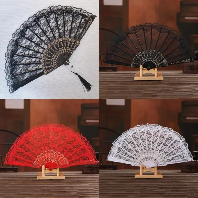 Crafts Art Hand Fans Folding Fans Hand Held Hollow Lace Festival Gift Decor